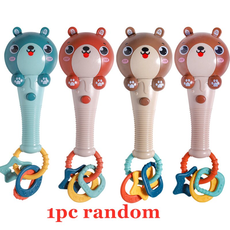 Baby Rattles Toy Ringing Sound Light 0 - 3-year-old Hand Clutching Playing Toy Stick Hand Bells Mobile Early Educational Toy: Ring bear