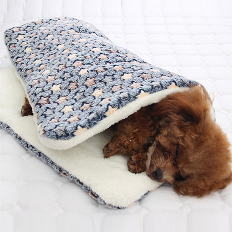 Super bløde kæledyr sovemåtte vaskbare varme sengetæpper til hvalpekattunge hund hogard: Blå