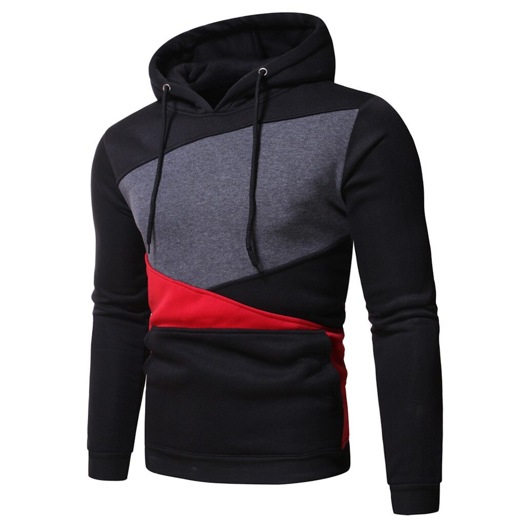 Men Autumn Hoodies Tracksuit Long Sleeve Patchwork Hooded Sweatshirt Fitness Bodybuilding Slim Training Sportswear Outwear#g4