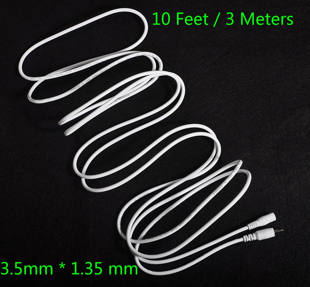 Cable de alimentación de extensión para cámara IP Wanscam Foscam, Cable de alimentación de 3 metros de CC, 5V, 3,5x1,35mm, color blanco