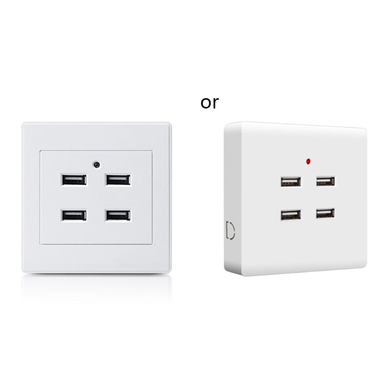 2/4 Ports USB Electrical Socket Wall Mounting Charger Station Power Adapter Plug M0XC: type2