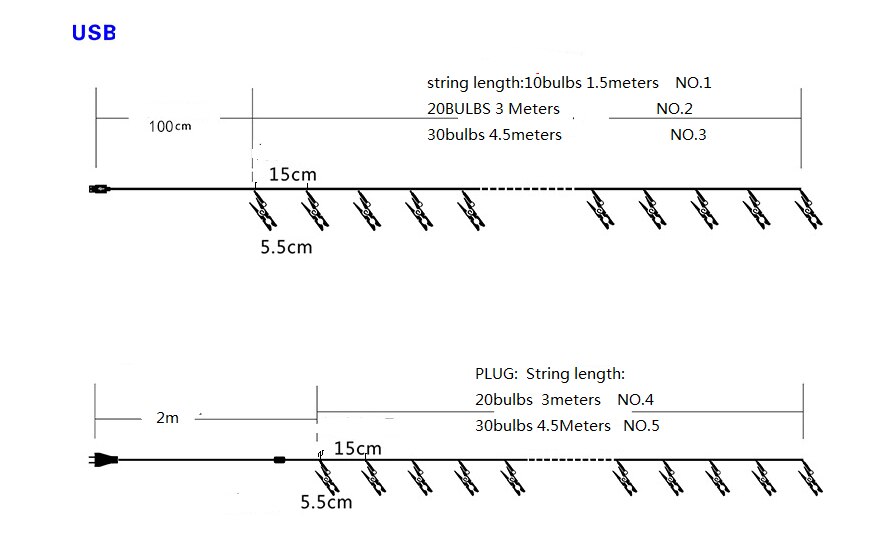 LED foto Clip lampe Schnur kreative schlafzimmer blinken dekorative lichter hintergrund Zauberstab Clip Party foto Clip USB kleine laterne: USB Nein2