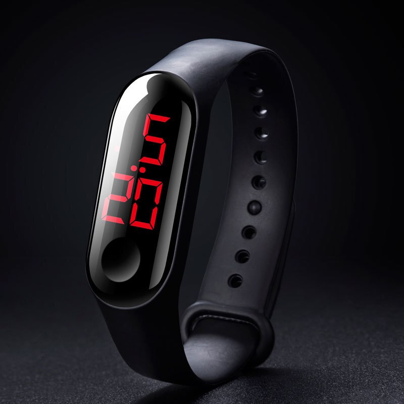 électronique nouvelle montre numérique Silicone Bracelet Bracelet montre pour femmes hommes unisexe montres LED Sport écran tactile étanche: Red light Black