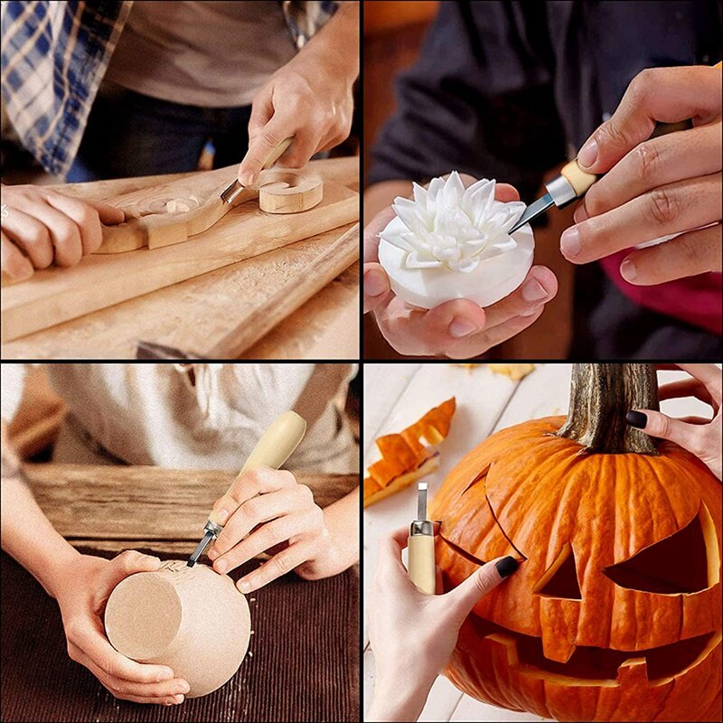 ! Lino Block Cutting Rubber Stamp Carving Tools With 5 Blade Wood Handle Printmaking Carving Tools Set