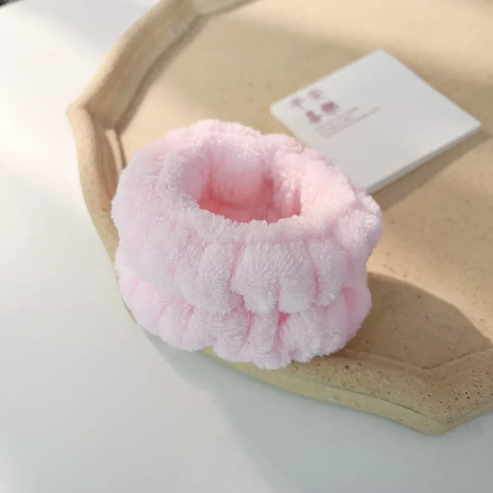 Muñequera de microfibra para lavado de muñeca, toalla, muñequera, Scrunchies para lavarse la cara, muñequera absorbente, diadema para mujer: Plata