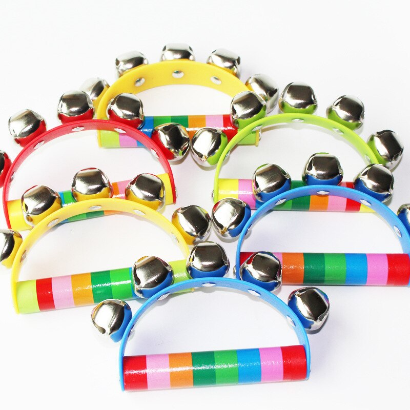 1Pc Rainbow Baby Spelen 5 Jingle Speelgoed Rainbow Houten Ring Babyrammelaars Wandelwagen Speelgoed Educatief Kinderziektes Speelgoed Willekeurige Delive