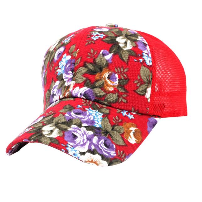 Hat Summer Women Sunhat Embroidery Cotton Baseball Hat Cap Boys Girls Snapback Hip Hop Flat Hats For Women: Red