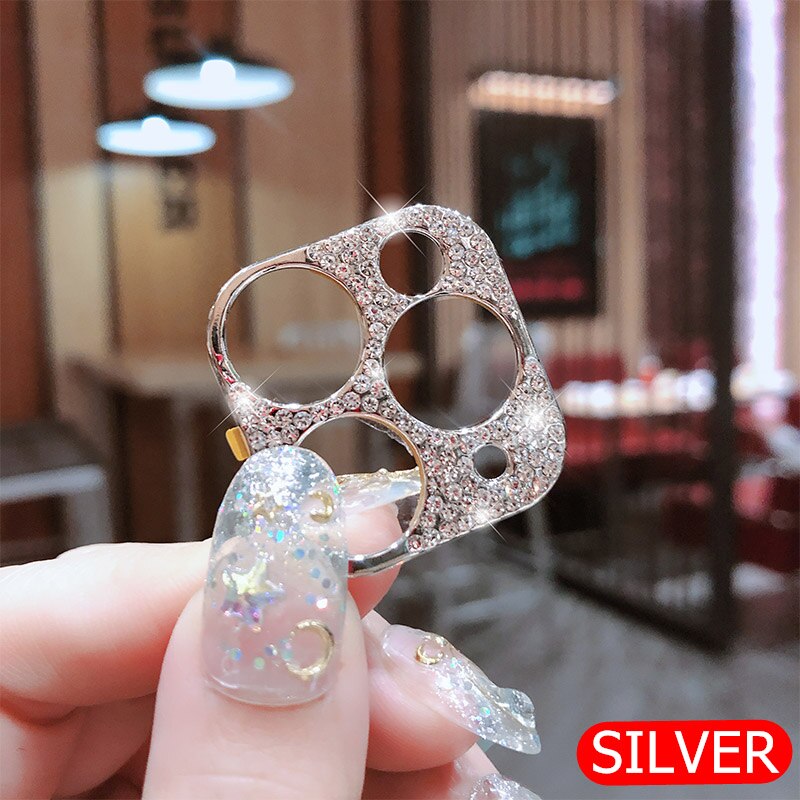 Bling Diamond Back Camera Lens Sticker for Iphone 11 Pro Max Full Camera Protetive Sticker for Iphone11 Pro Decoration Stickers: Silver for iphone 11