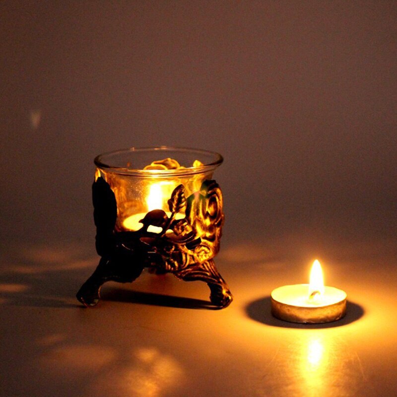 Portavelas con forma de taza, soporte de candelabro Vintage hueco para decoración del hogar, boda, adorno de mesa, Candelabros