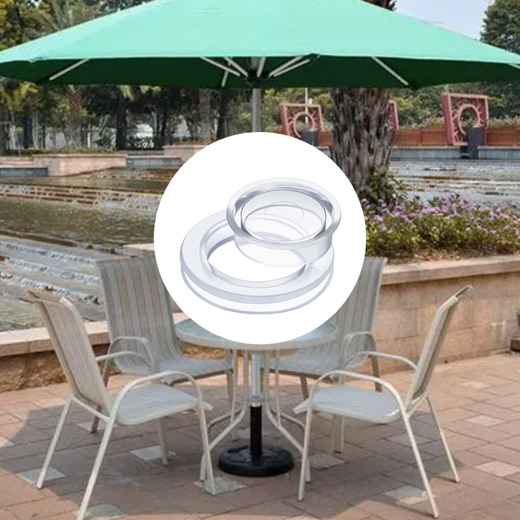 Juego de tapones y tapas de anillo de agujero más grueso para sombrilla, cristal para exterior, Patio, jardín, mesa de cubierta, 2 pulgadas, tamaño estándar transparente