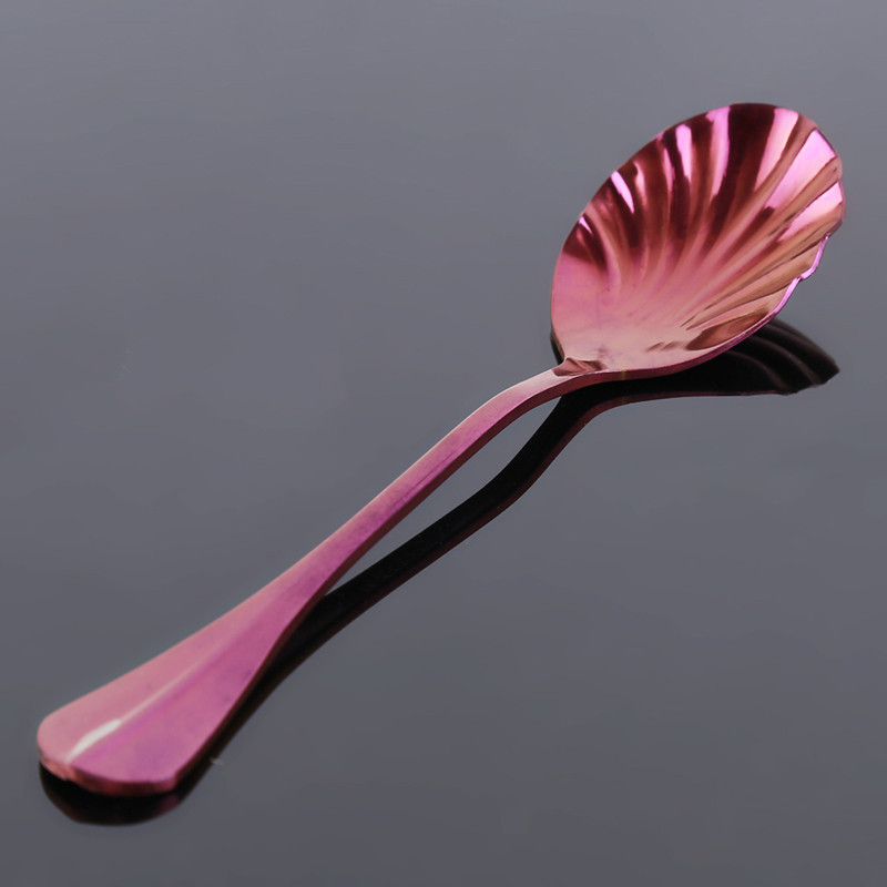 Coffee Spoon Stainless Steel Shell Tea Spoon Cake Dessert Fruit Fork Stirring Mini Spoon Dropshiping: purple