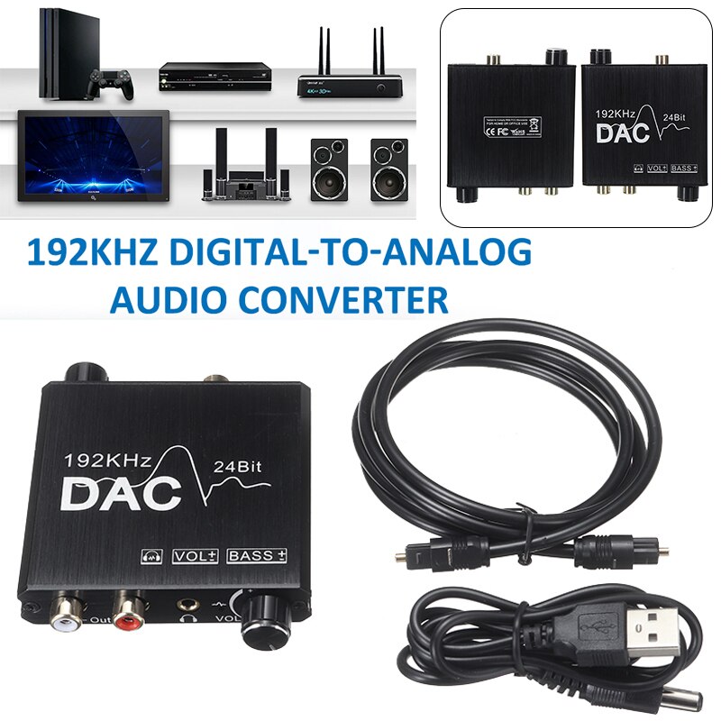 192kHz Digital Optical Coaxial Toslink to Analog Audio Converter Adapter RCA L/R Toslink to Analog Stereo Convertor