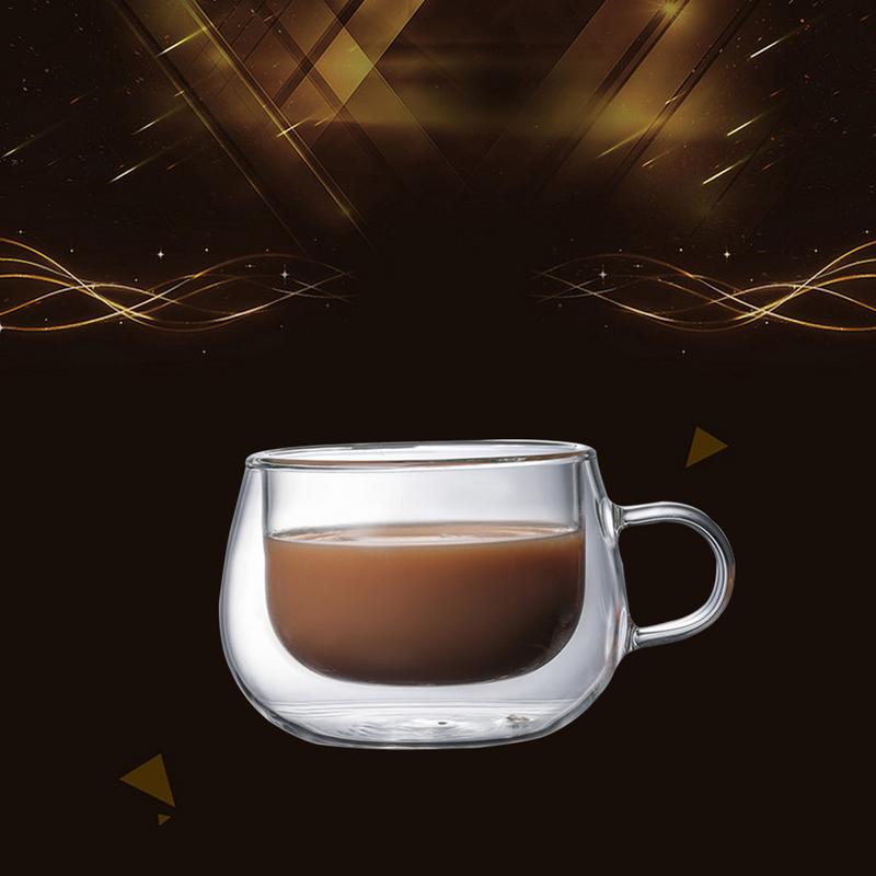 Drinking Glass Tea Cups Double Wall Layer Tea Cup Heat-resisting Round Double Glass Juice Mug Milk Coffee Cup Drinkware