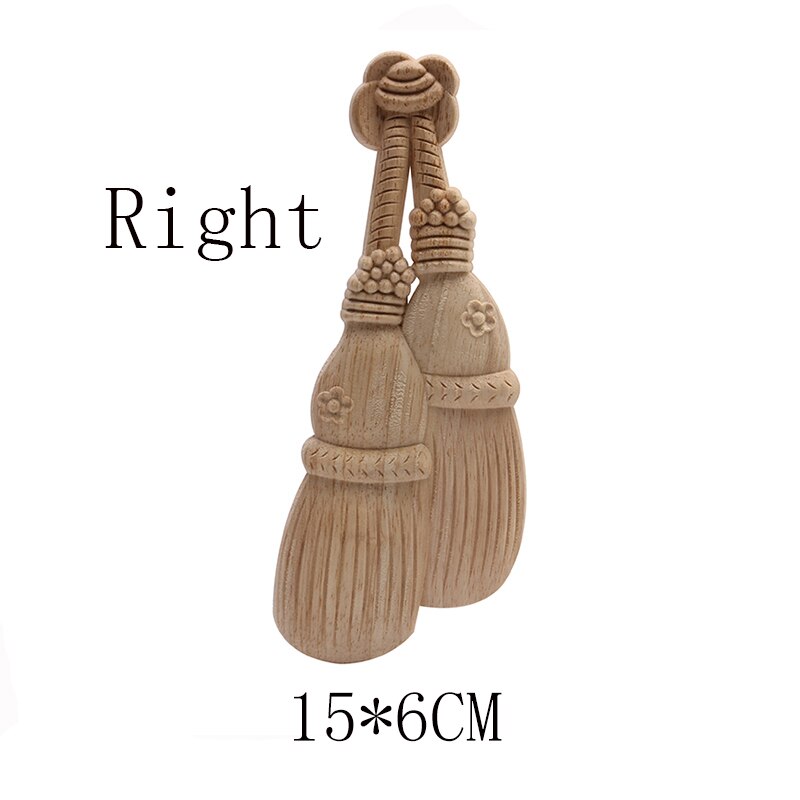 Applique for Home Furniture Unpainted Wood Oak Carved Wave Flower Onlay Corner Decor Wood Carved Long Applique Rubber Wood: C166-2-2