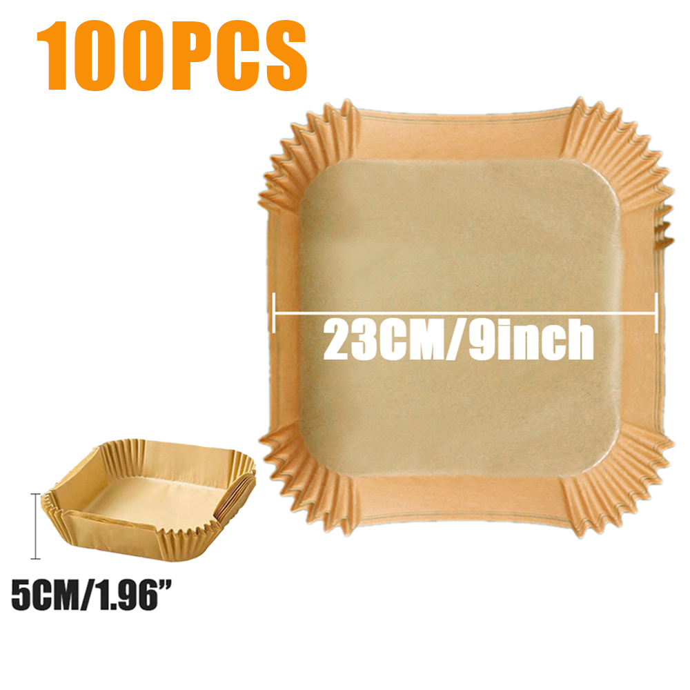 Revêtement en papier de cuisson jetable pour friteuse à air rectangulaire, plateau en papier d'huile de silicone antiadhésif de alimentaire, four à micro-ondes, cuiseur de cuisine: green