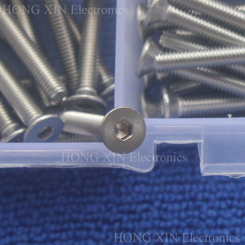 M3 Flat Head Screw Stainless Steel Hex Socket Screws Bolt Hex Nuts Assortment Kit with Plastic Box Hardware screw