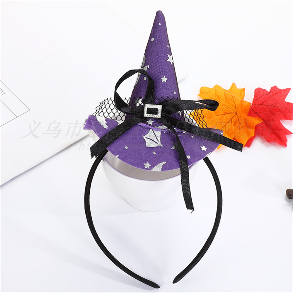 Mini sombrero de bruja puntiagudo, diademas con forma de Calavera, telaraña, calabaza, aros para el cabello para niños y niñas, diademas de Halloween, decoración de Cosplay: Beige