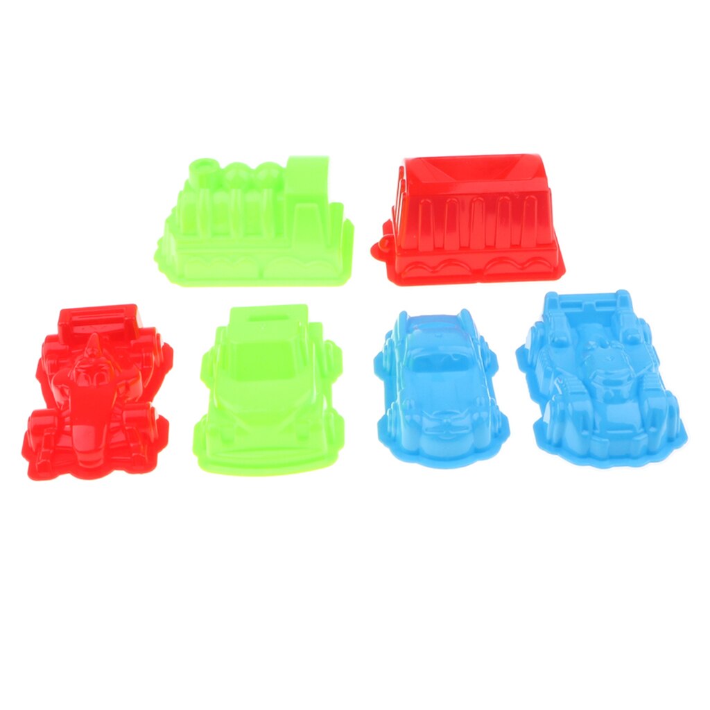 6Pcs Mini Multi-gekleurde Voertuig Zand Mallen Strand Kit, Voertuig, Vrachtwagen, racing Auto En Trein, Kinderen Educatief Speelgoed