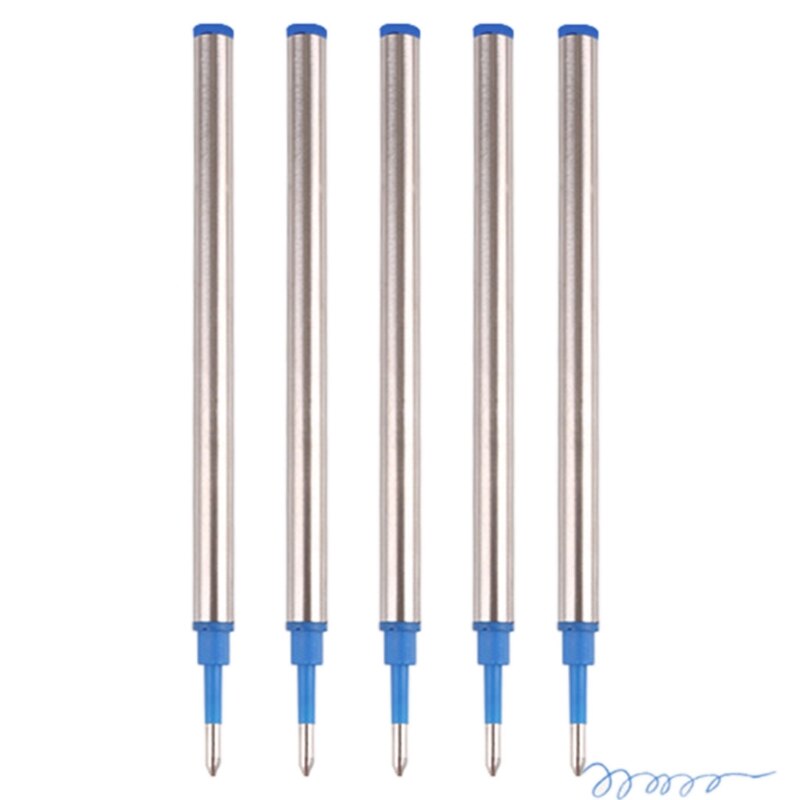 5pcs Ballpoint Pen Refills Replacement 0.5mm Blue Black Red Ink Color for School Office Stationery 1XCB: Blue
