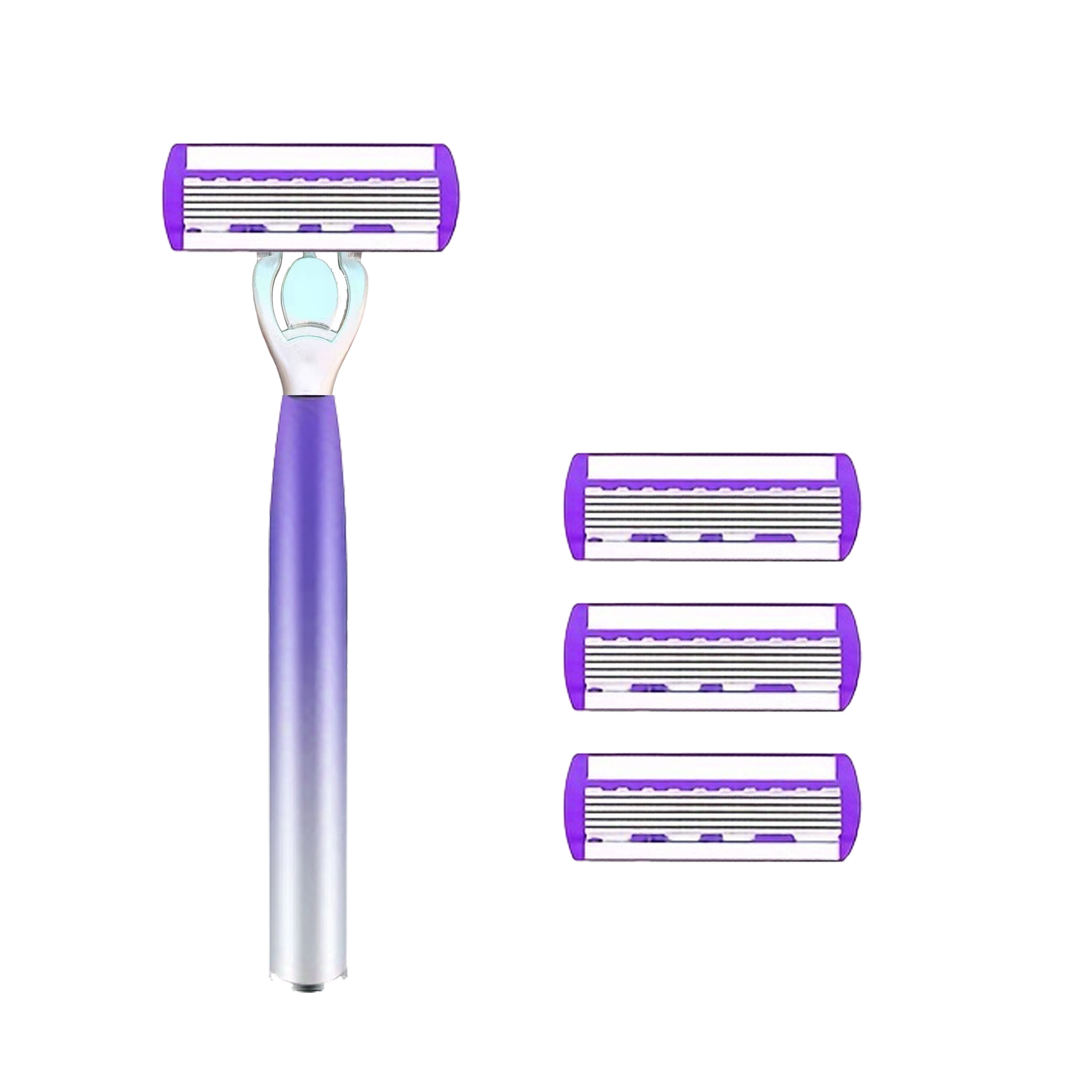 Maquinilla de afeitar con cuchilla de 6 capas para mujer: afeitado suave y indoloro para piernas y axilas | Herramienta de depilación manual de acero inoxidable: Oro