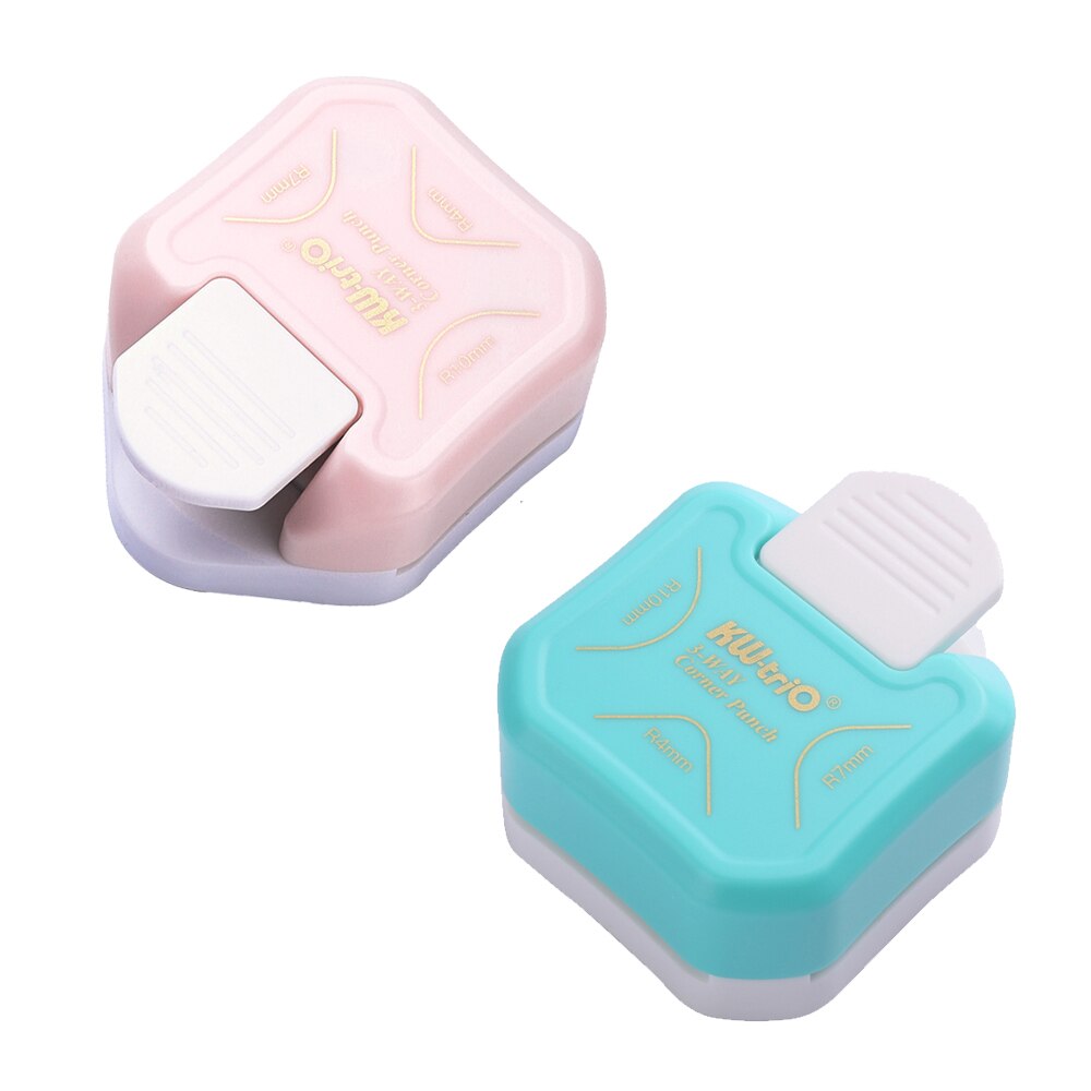 R4 R7 R10 3 In 1 Corner Rounder Papier Stoten Border Punch Ronde Hoek Paper Cutter Card Scrapbooking Voor Diy handgemaakte Ambachten: 1 Blue 1 Pink