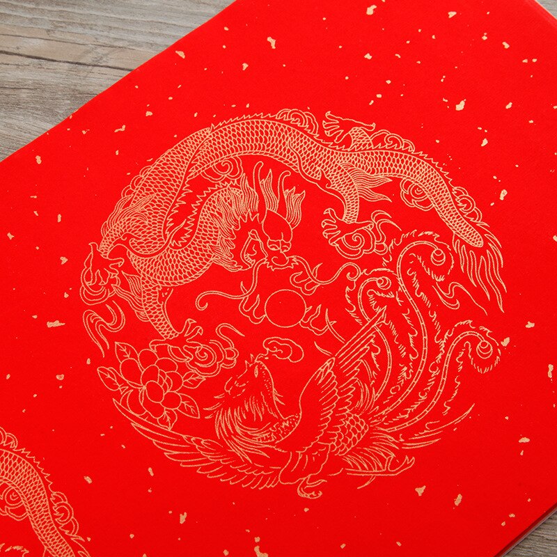 Wannian red rice paper couplet dragon and phoenix sprinkled gold handwritten blank spring couplet custom couplet paper