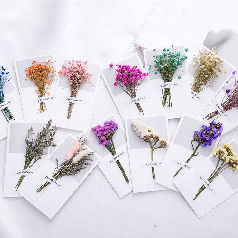 30 st papper gratulationskort gör det själv torkad blomma handgjorda inbjudningskort födelsedagsfest inbjudningskort dekorera kort: Blanda / 10 st