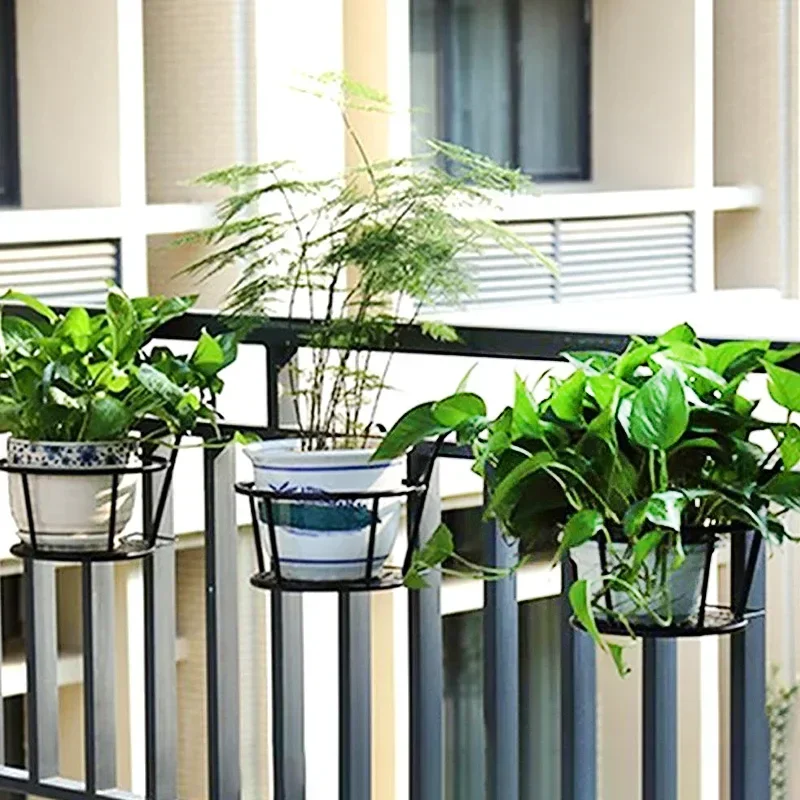 IJzeren kunst hangende manden bloempot balkon hangende plant ronde rekken reling hek buiten raam bonsai standaard decoratie
