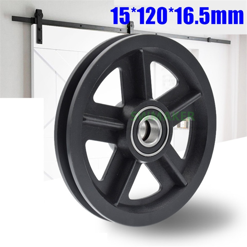 1pcs 15*120*16.5mm groove U-shaped nylon wheel for American barn door, 6002RS bearing pulley/track overhead crane/guide wheel