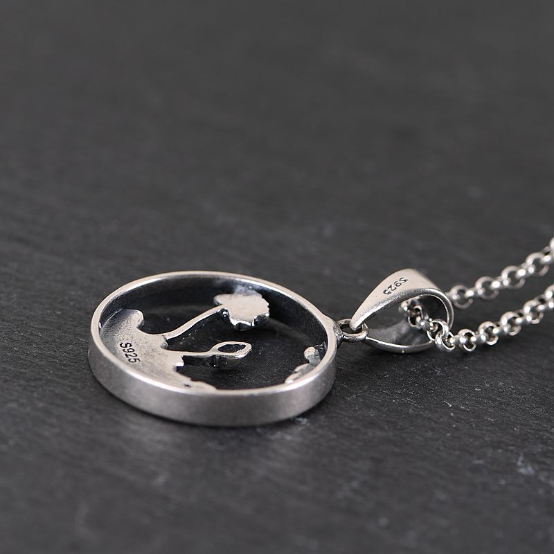 Balmora 925 sterling sølv lotusblomst vedhæng & vedhæng halskæde bijoux kvinder elsker retro smykker