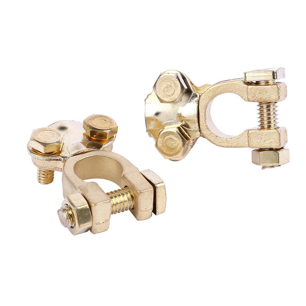 Car Battery Terminals Clamps Pair Screw Connection Positive Negative Brass