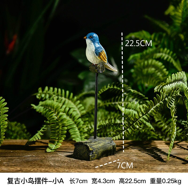 Figuras en miniatura con de loro y animal simulado de resina creativa de estilo nórdico, adornos para manualidades de pájaros, decoración moderna de oro para el hogar: 22.5cm A