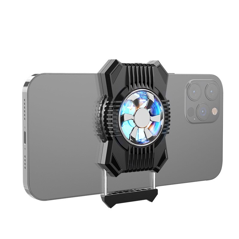 P12 Telefoon Koeler Radiator Multifunctionele Usb Kleurrijke Verlichting Cooling Beugel Fan Voor Iphone Android Smartphone Fit 4 Tot 7.4Inch: P12-Silver