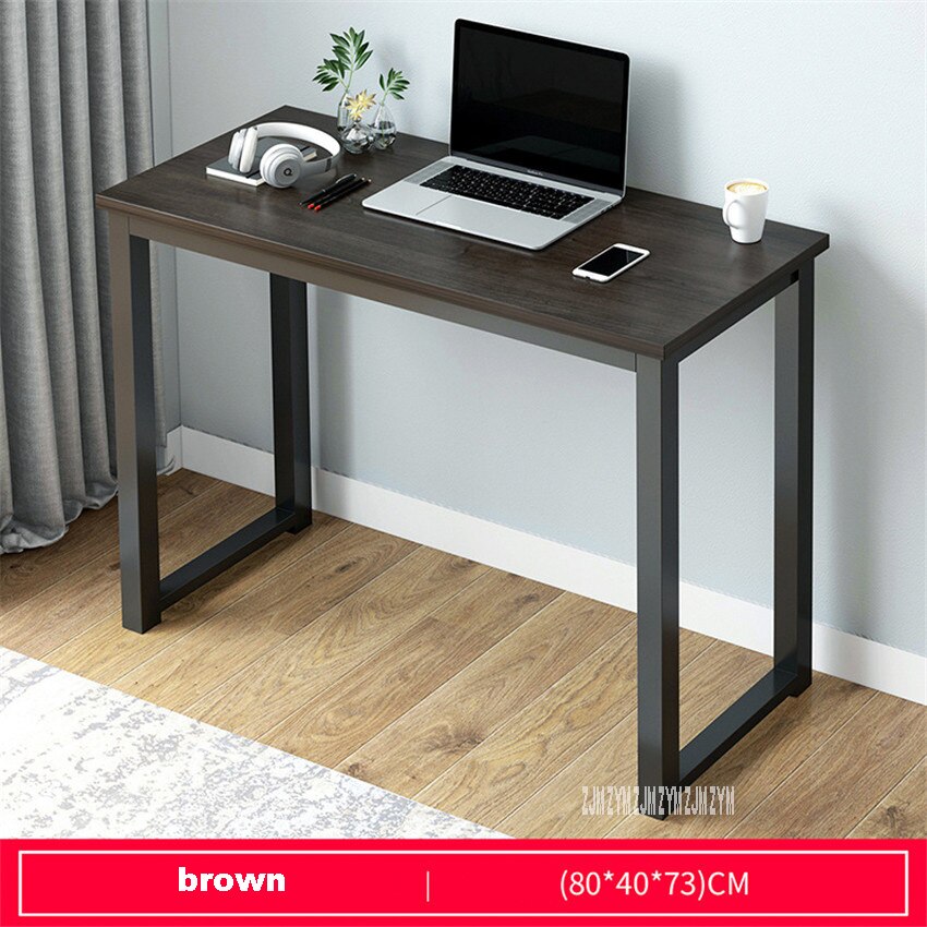 B2783 80/100cm Modern Manmade Board Steel Frame Office Computer Table Household Economical Large Desktop Study Desk: 80cm brown