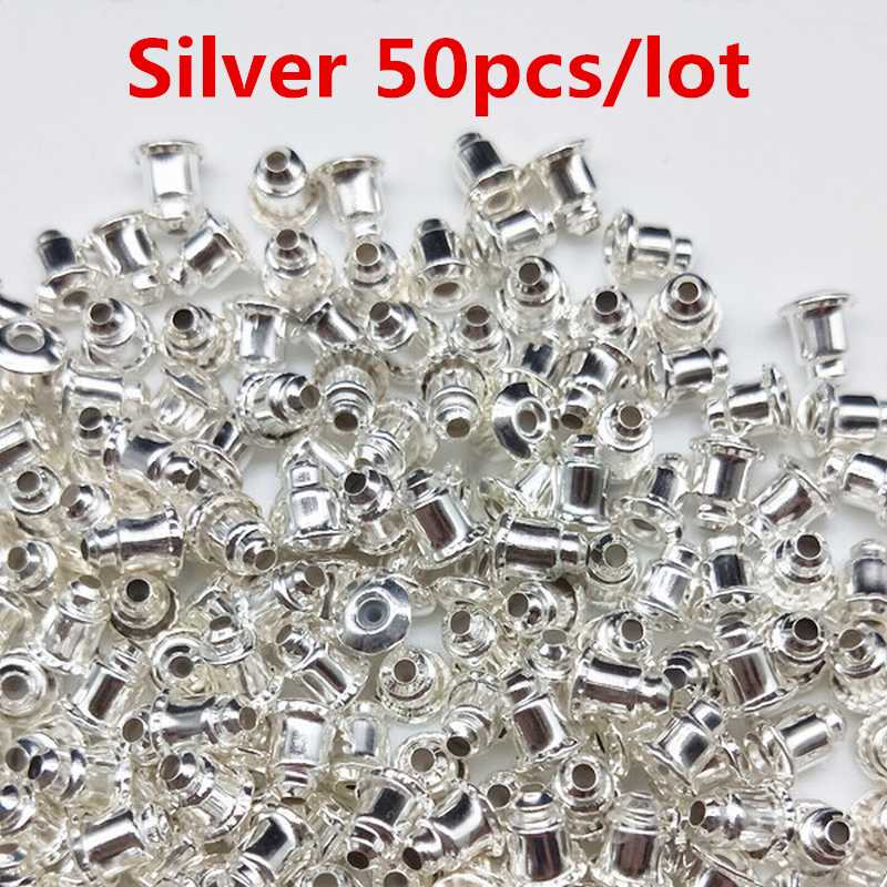 50/100 pièces pas cher résultats de bijoux en métal accessoires perles bouchons d'oreille écrous de poteau clair souple Silicone caoutchouc boucle d'oreille dos bouchon: 8