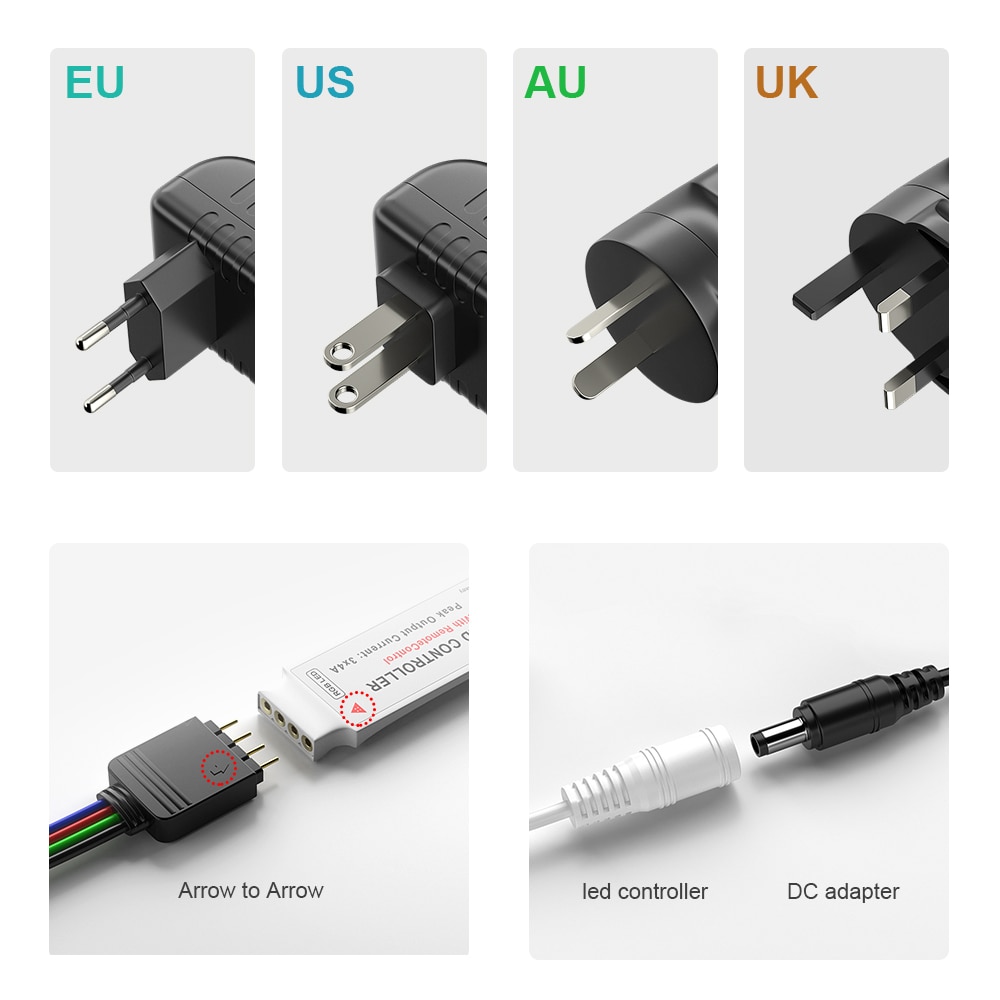5050 Led Strip 5M 10M LED Strip Light Non Waterproof led ribbon 15M 20M rgb led diode tape Controller power adapter for TV Home