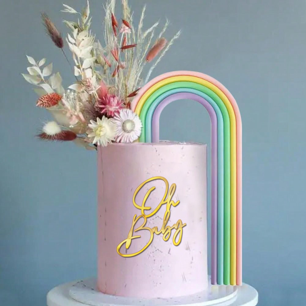 1pc Rainbow Cake Topper Set Large Small Rainbows Cake Topper Pink Blue Brown DIY Boho Birthday Wedding Party Cake Baby Shower