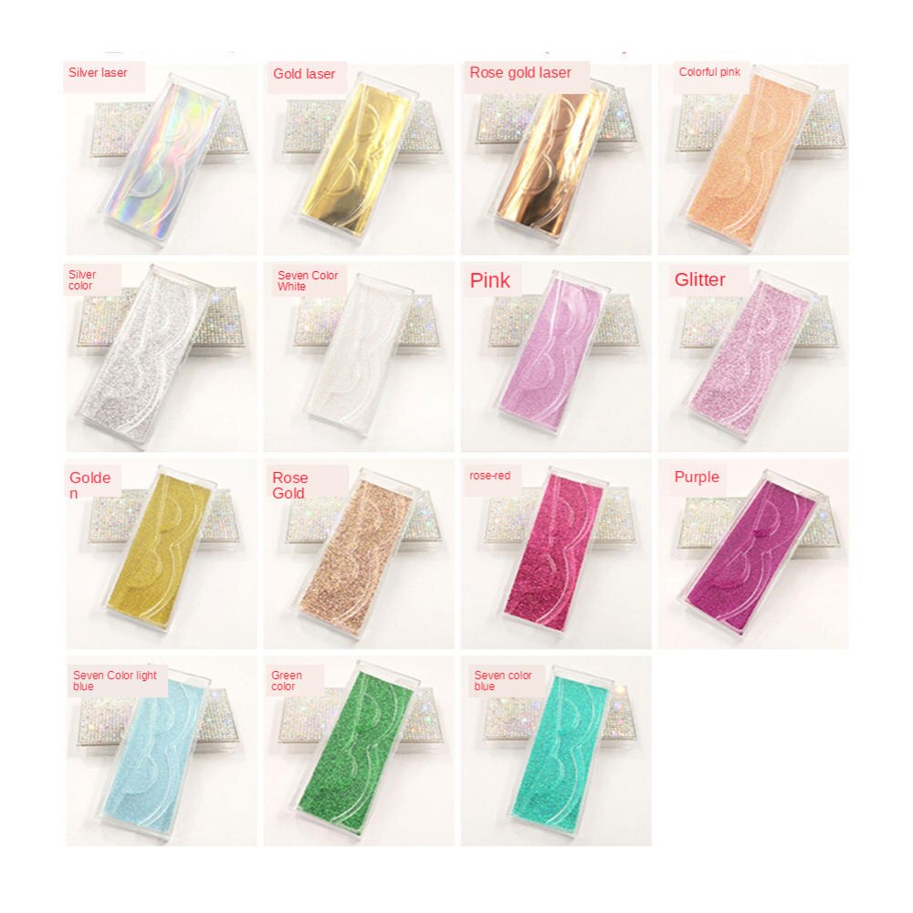 Empty Diamon Eyelash Case Glitter Paper Plastic Eyelash Packaging Box False Eyelash Storage Box With Clear Tray For Eyelash Care