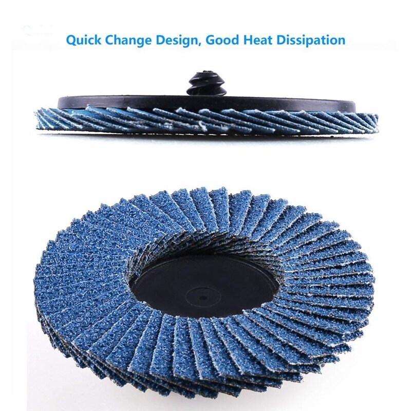 30PCS Flap Disc 2 Inch Zirconia Flat Flap Disc Roloc Roll Lock Grinding Sanding Sandpaper Wheels 40/60/80 Grits