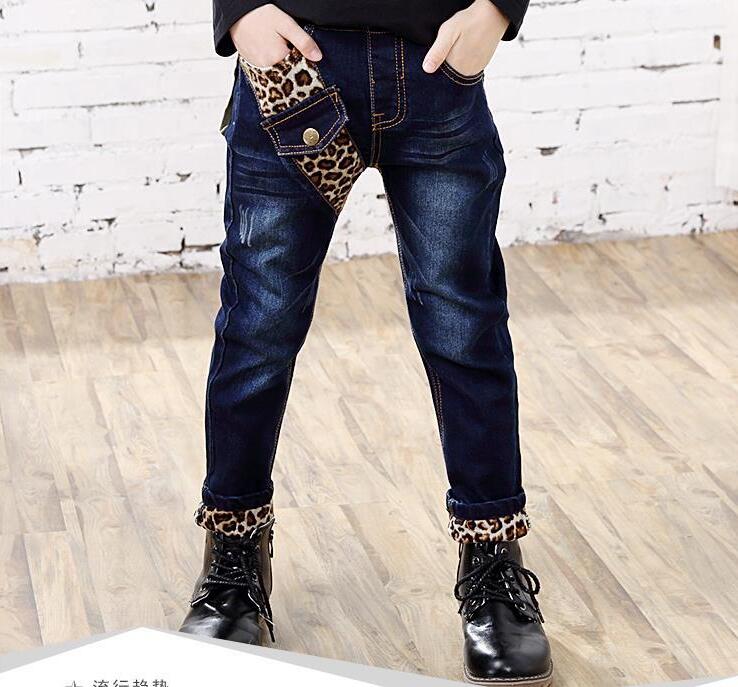 Dei Jeans Dei ragazzi Dei Pantaloni 2019 Ragazzi di Modo Dei Jeans Per La Primavera di Autunno dei bambini Del Denim Dei Pantaloni Per Bambini Blu Scuro Grano Del Leopardo Progettato pantaloni
