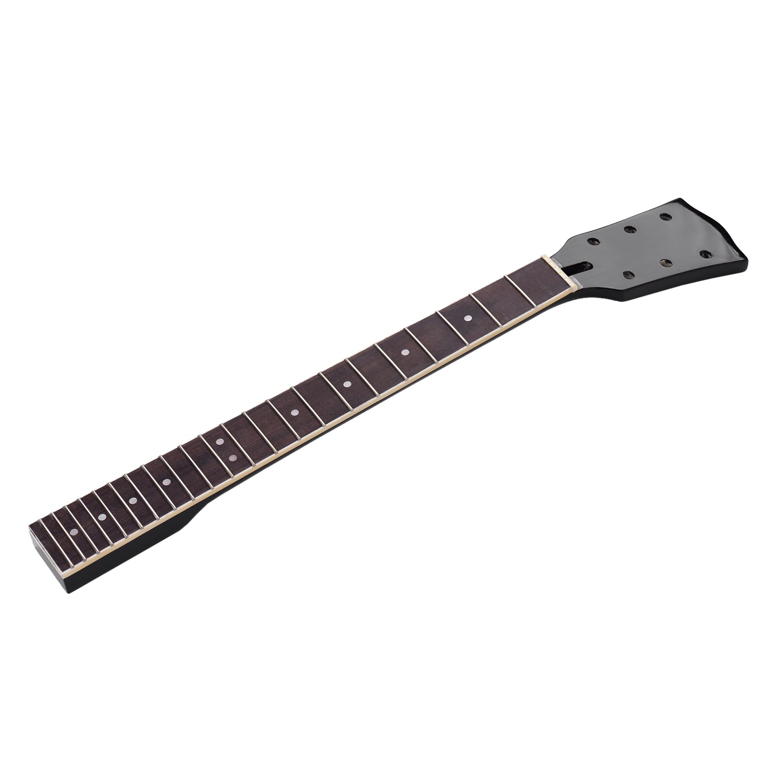 Black Electric Guitar Neck Maple Wood 22 Frets Fingerboard with White Dots Inlay Replacement for Electric Guitar