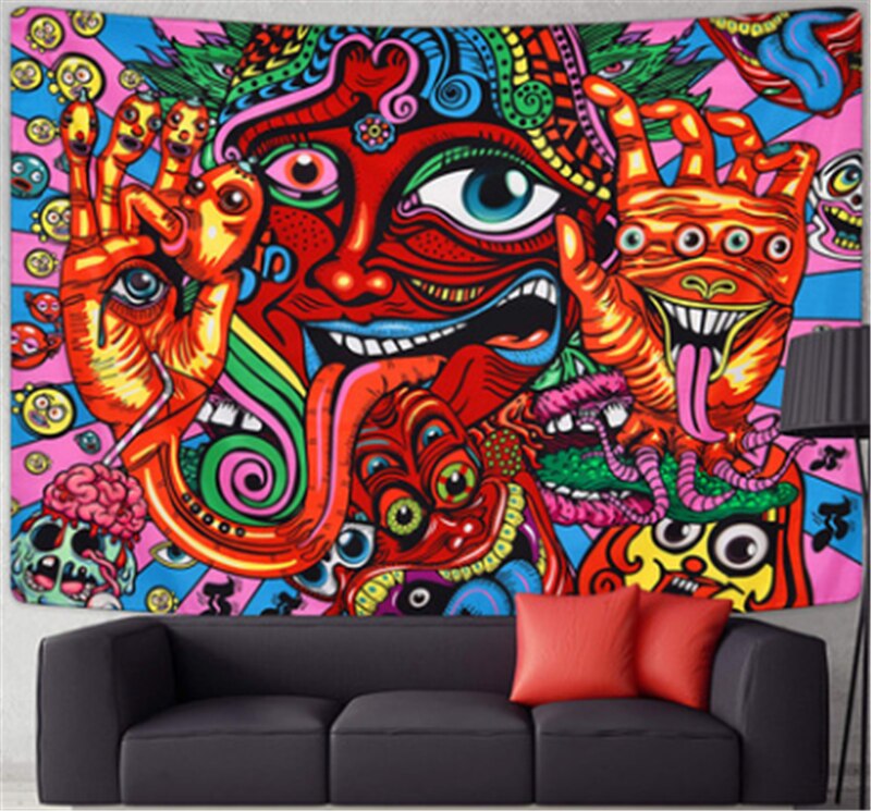 Tapiz de Mandala psicodélico, tapiz Hippie de pared de habitación, manta colgante, arte para decoración del hogar, adornos para el salón: 2