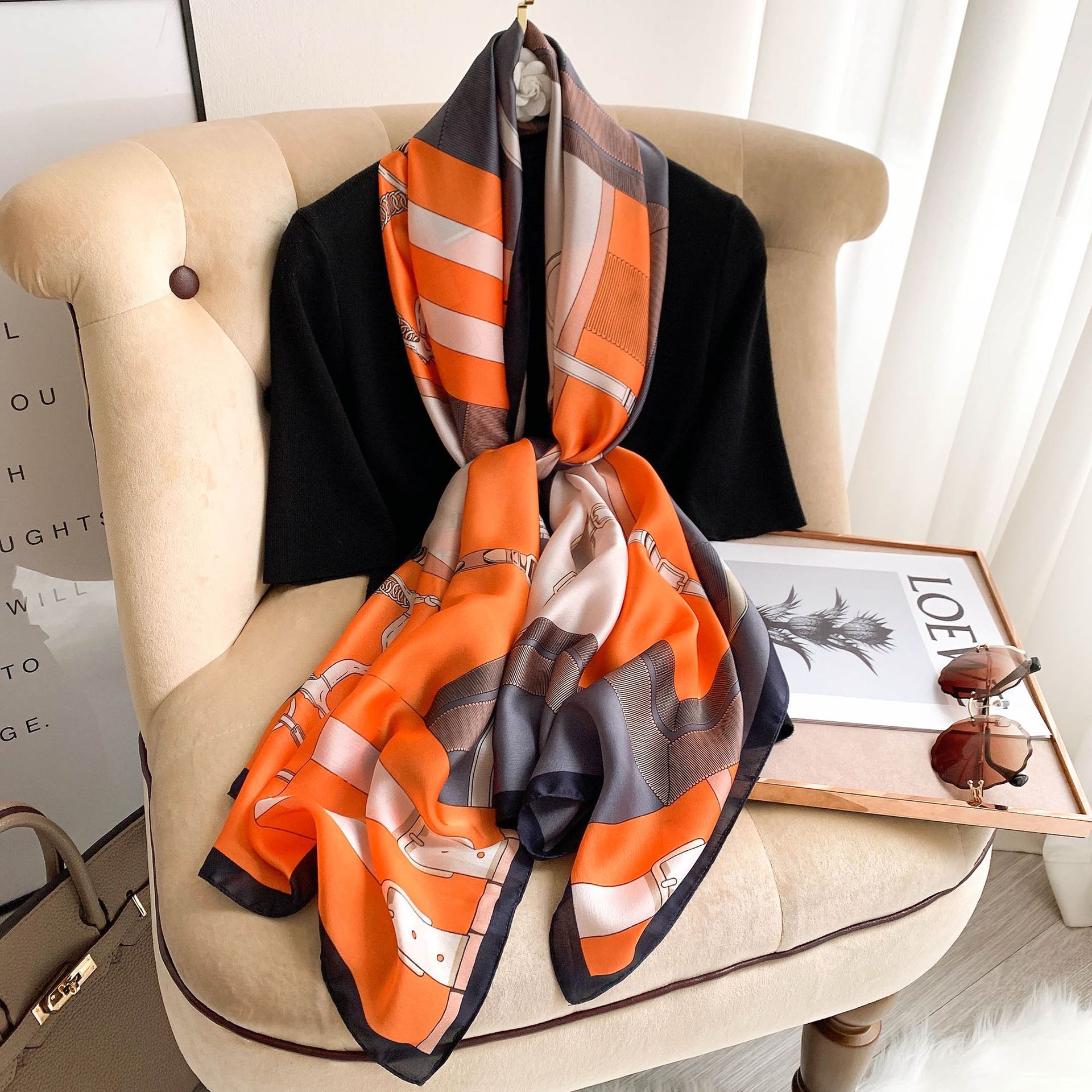 Frauen Seide Schals Sommer Sonnenschein Strand Schal Weibliche 60*180cm die Seide wickelt Kopf Hijab Dame Halstuch Weichen Satin- schals Foulard