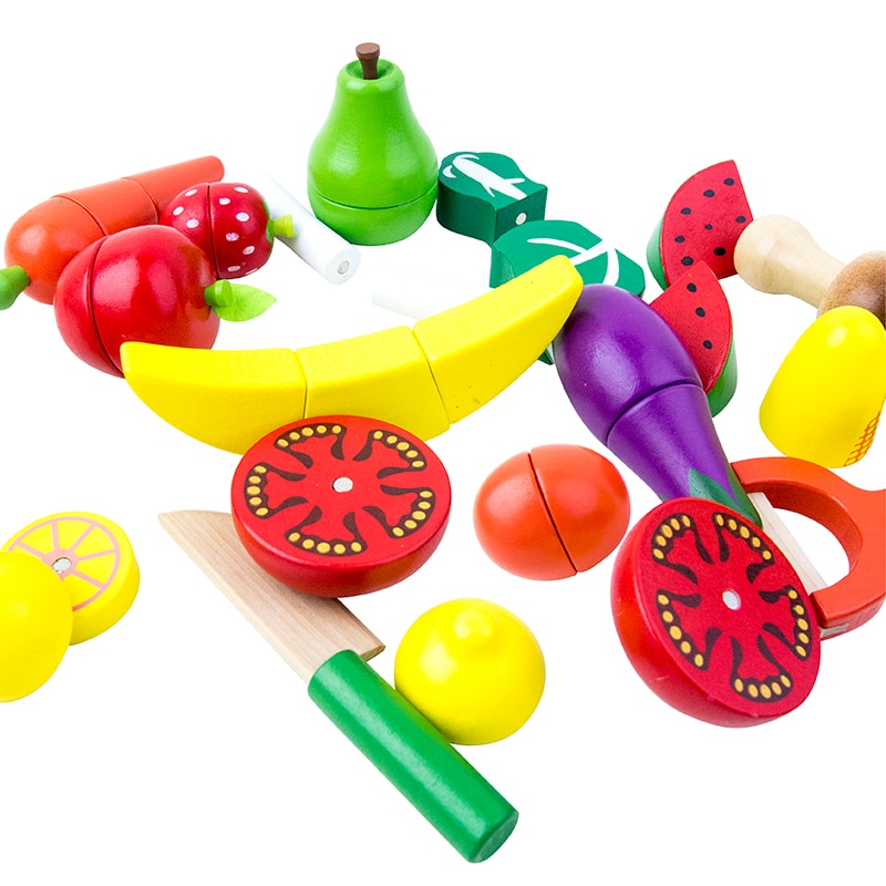 Houten Keuken Speelgoed Pretend Play Kinderen Keuken Set Snijden Magnetische Fruit Groente Miniatuur Voedsel Meisjes Speelgoed Educatief Speelgoed