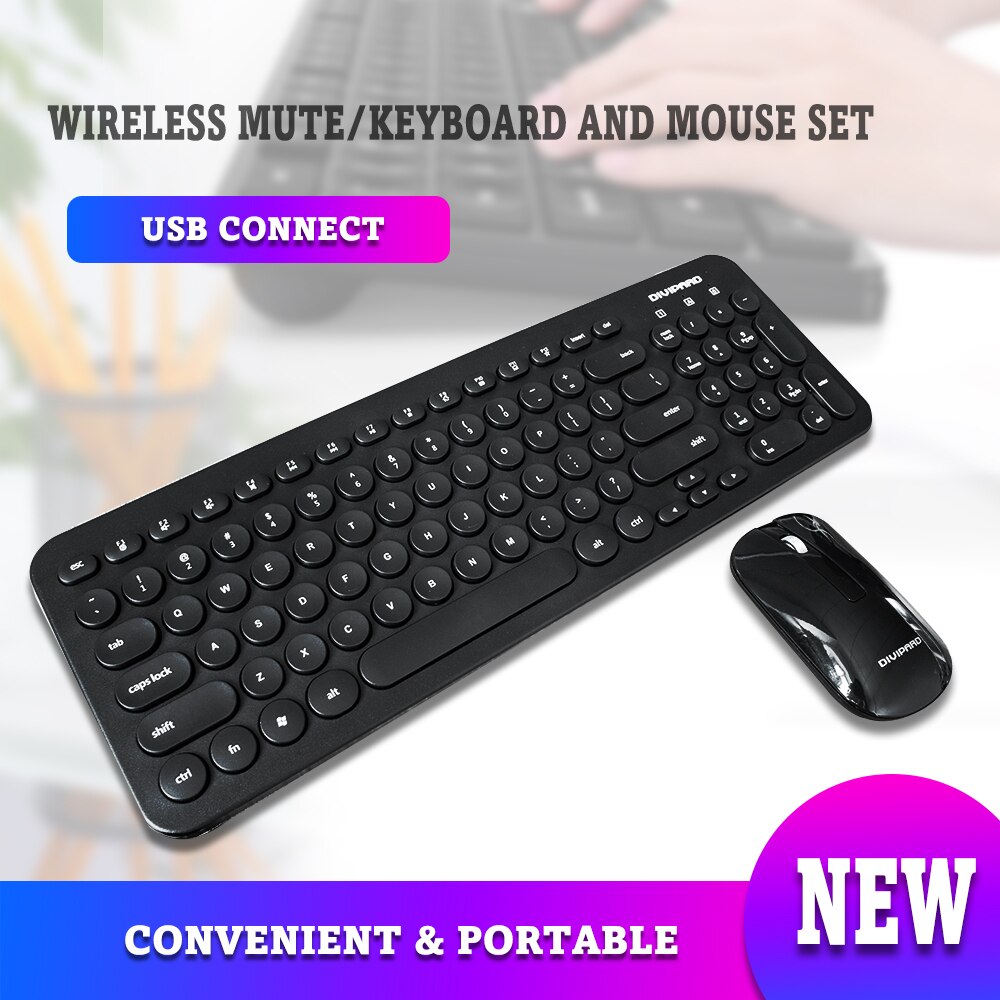 Klawiatura i Mysz Bezprzewodowa WIN HOW SOLUTION - Mini Przenośna Slim Cicha do Domowego Biura i Laptopa
