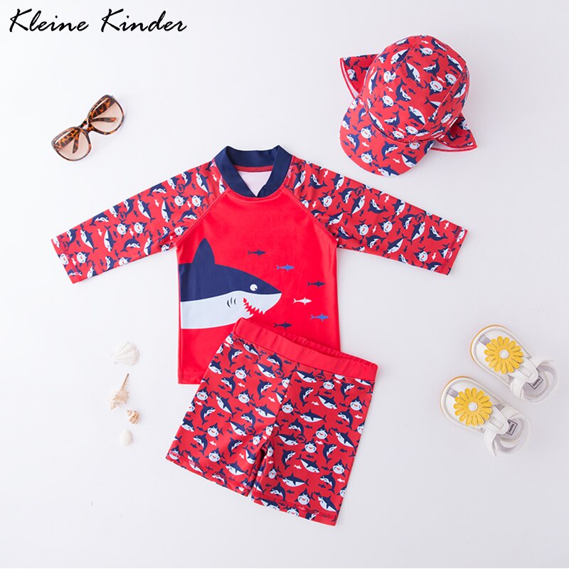 Baby Boy Badmode Shark Dinosaurus Print 3 Stuks Split Kinderen Zwemmen Pak Kinderen Badpak Peuter Jongens Badpak Beachwear