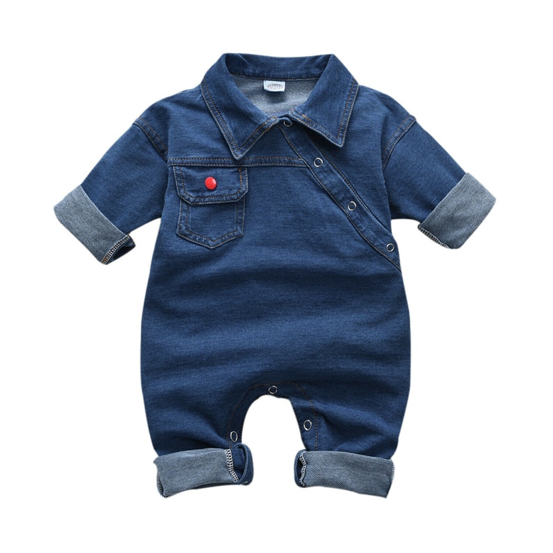 Baby Jongen Meisje Lente Herfst Kostuum Lange Mouwen Blue Denim Rompertjes Baby Baby Romper Playsuit Jumpsuit Kleding