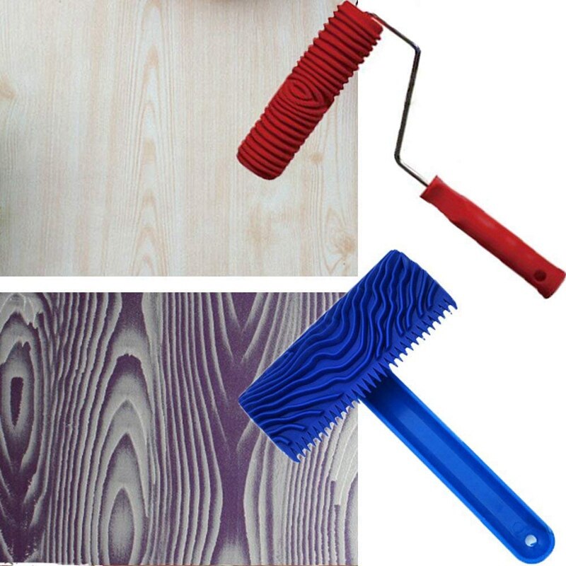 Juego de Herramientas de patrón de madera de imitación Eg300T, rodillo de goma de 7 pulgadas + Ms16, herramienta de grano de madera realista de imitación, recubrimiento de grano de madera en relieve