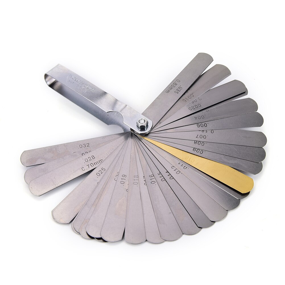1 set metriskt imperialistiskt mått tune up gap blade tool gitarr 32 blad feeler gauge set