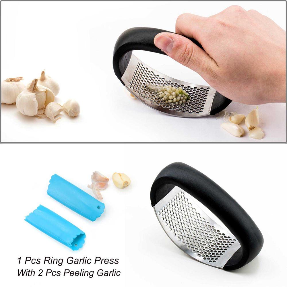 Multifunctional Stainless Steel Ginger Garlic Press Grinding Grater Planer Slicer Mini Cutter Kitchen Cooking Gadgets Tool: 04 1pcs with peeler